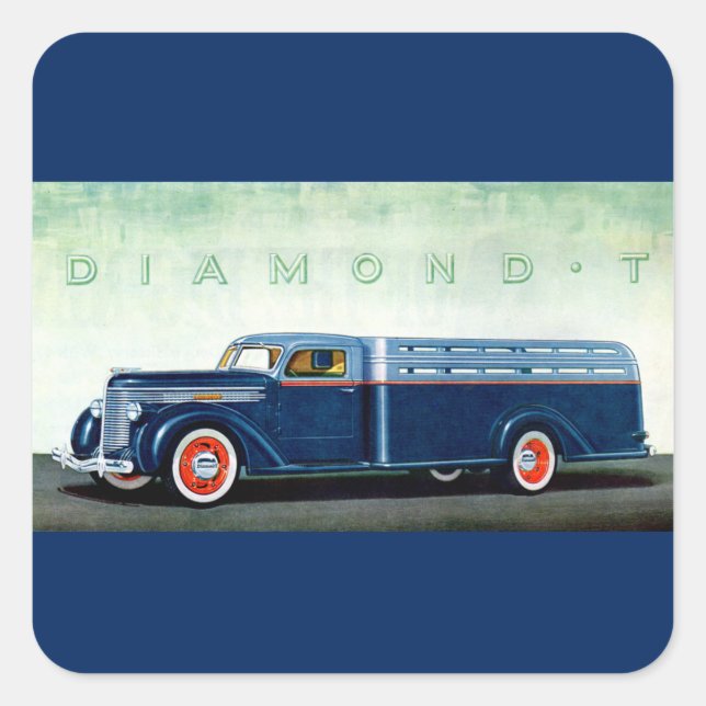 1937 Diamond T blue truck Square Sticker (Front)