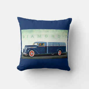 1937 Diamond T blue truck Throw Pillow