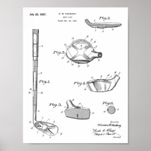 1937 Golf Club Patent Art Drawing Print