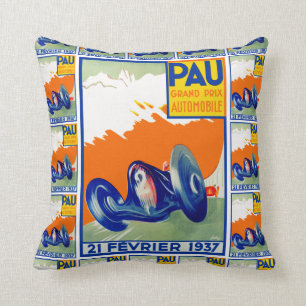 1937 Grand Prix Automobile de Pau Throw Pillow