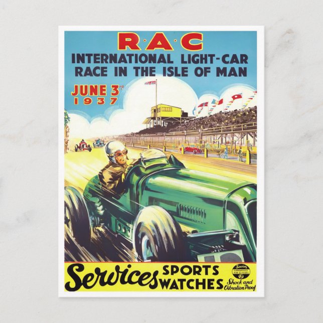 1937 Isle of Man vintage racing Postcard (Front)