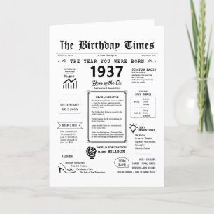 1937 L'Année De Votre Naissance Carte D'Anniversai
