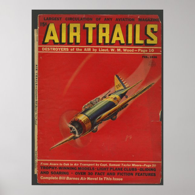 1938 Aviation Airplane Magazine Cover Art Print (Front)