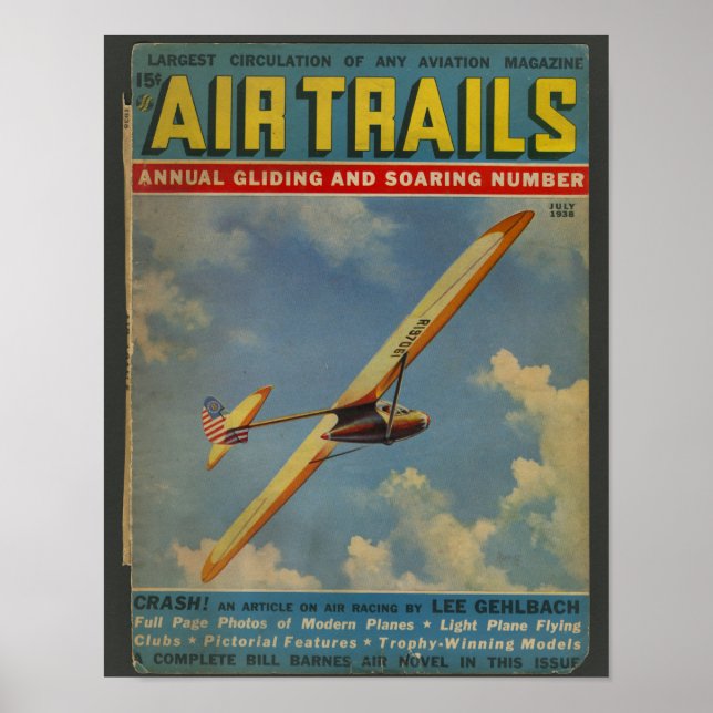 1938 Aviation Magazine Airplane Cover Art Print (Front)