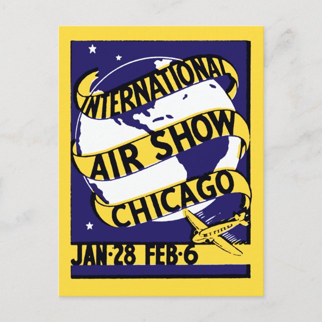 1938 Chicago International Air Show Postcard (Front)