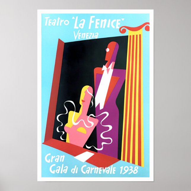 1938 Venice La Fenice theatre vintage travel Poster (Front)