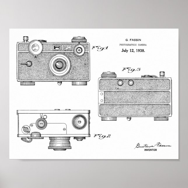 1938 Vintage Camera Patent Art Drawing Print (Front)