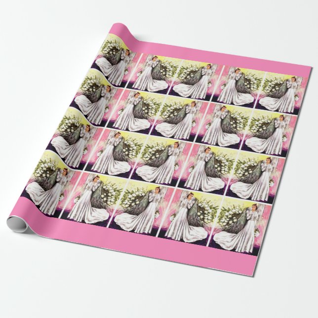 1938 wedding gown print wrapping paper (Unrolled)