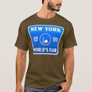 193940 New York Worlds Fair Retro Badge Blue T-Shirt