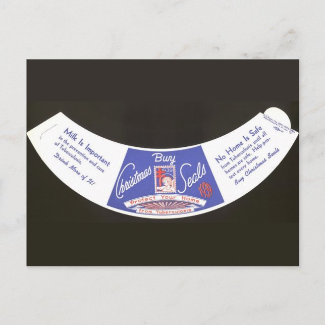 1939 Christmas Seals Milk Bottle Collar Postcard (Front)