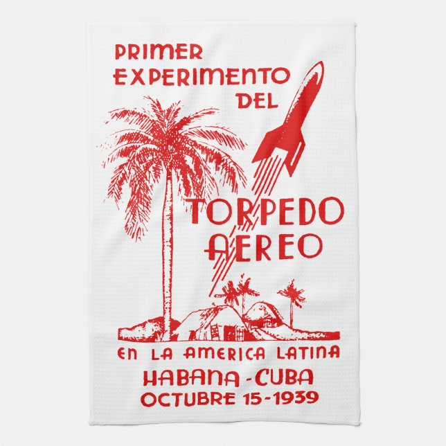 1939 Cuban Rocket Mail Kitchen Towel (Vertical)