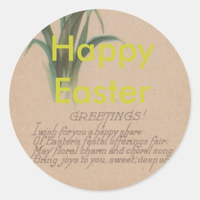 1939 Easter Poem Classic Round Sticker (Front)
