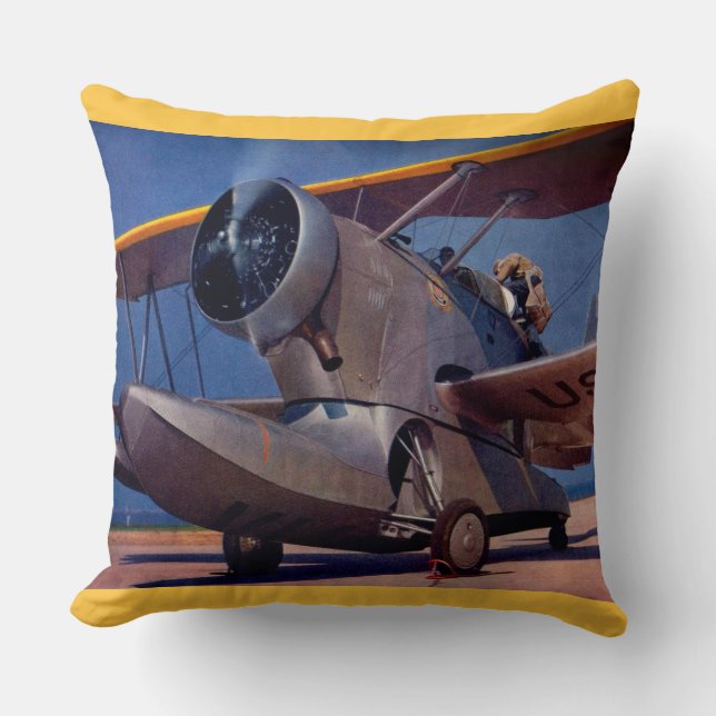 1939 Grumman F-2 aircraft Throw Pillow (Front)