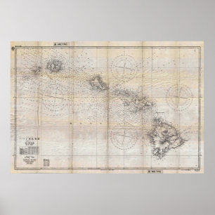 1939 Japanese Map of Hawaii Pearl Harbor Poster