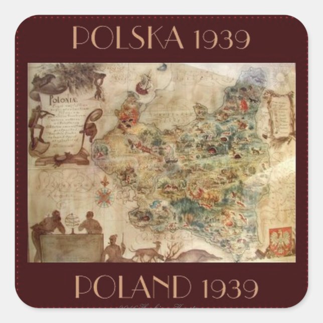 1939 MAP OF POLAND SQUARE STICKER (Front)