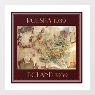 1939 MAP OF POLAND    WINDOW CLING