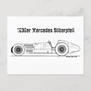 1939 Mercedes Sielberpfeil Postcard