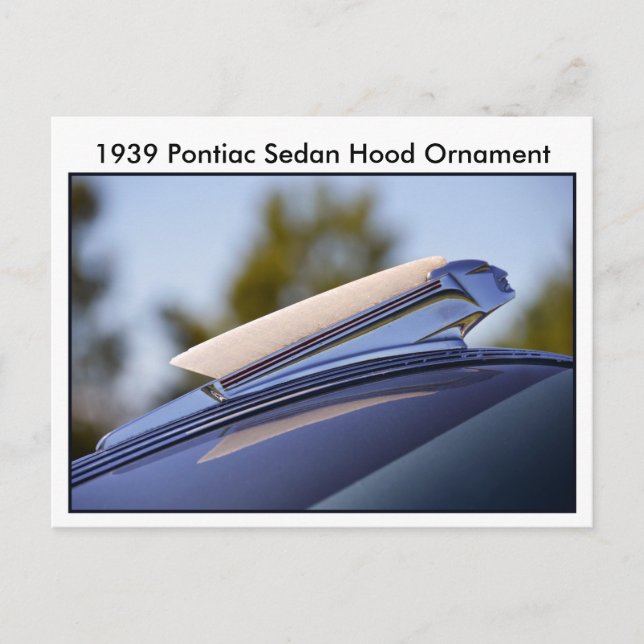 1939 Pontiac Sedan Hood Ornament Postcard (Front)