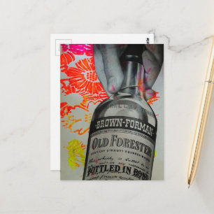 1939 Whisky Bottled in Bond Mixed Media Collage Postcard