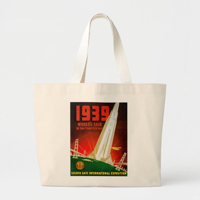 1939 World Fair San Francisco Large Tote Bag (Front)