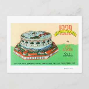 1939 Worlds Fair Cake by Bill Baker in Ojai Postcard
