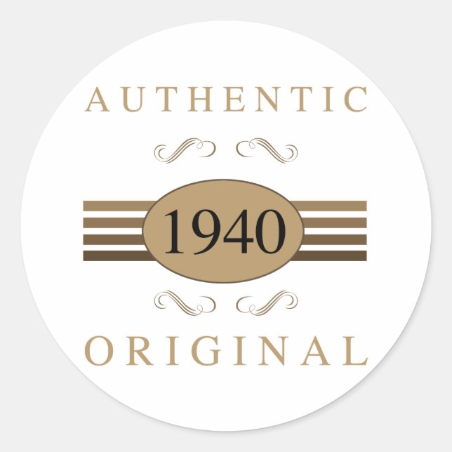 1940 Original 80th Birthday Classic Round Sticker (Front)