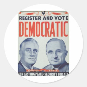 1940 Roosevelt - Truman Classic Round Sticker