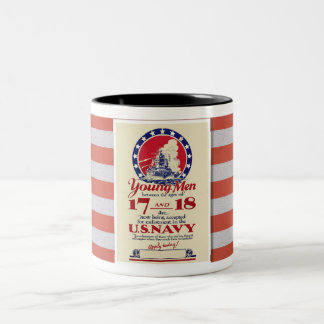 1940 US NAVY RECRUITMENT POSTER Two-Tone COFFEE MUG