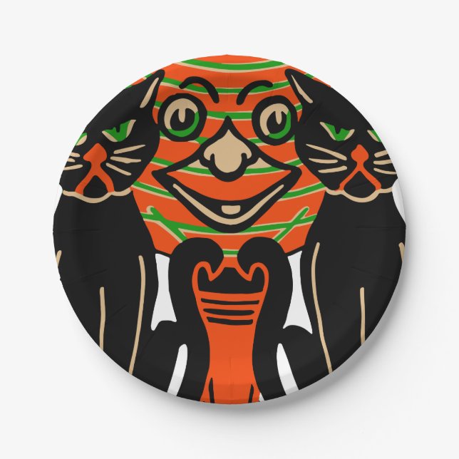 1940 Vintage Halloween Black Cats Paper Plate (Front)