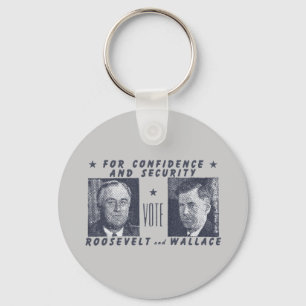 1940 Vote Roosevelt + Wallace, grey Keychain