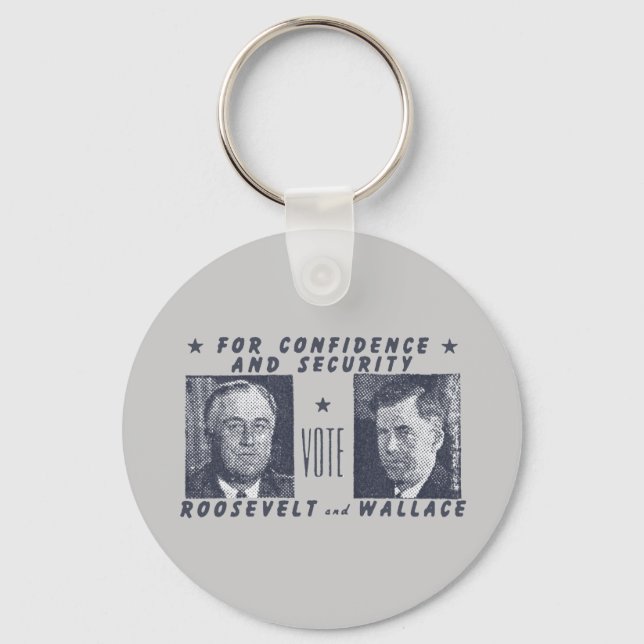 1940 Vote Roosevelt + Wallace, grey Keychain (Front)