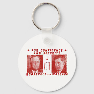 1940 Vote Roosevelt + Wallace, red Keychain