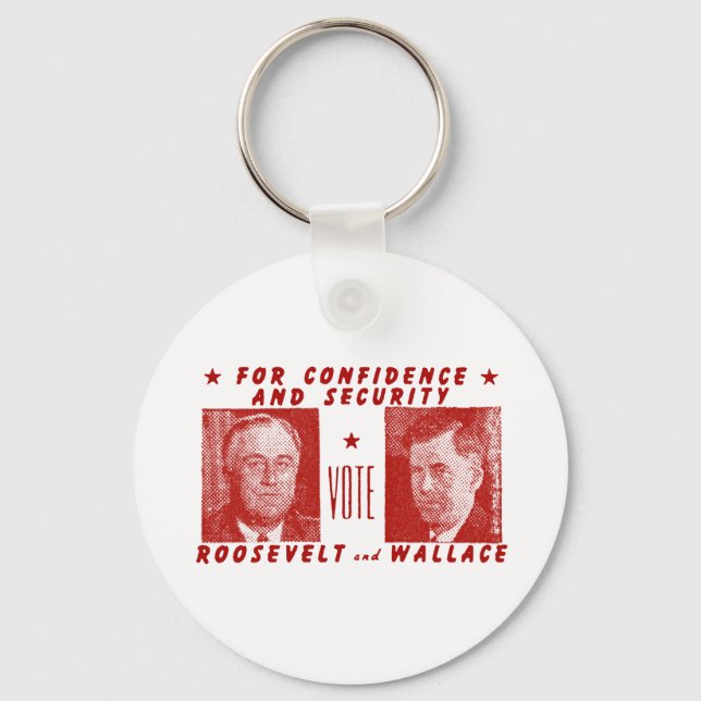 1940 Vote Roosevelt + Wallace, red Keychain (Front)