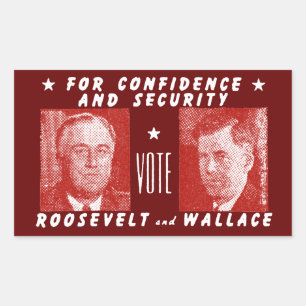 1940 Vote Roosevelt + Wallace, red Sticker