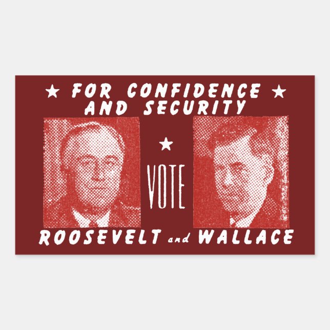 1940 Vote Roosevelt + Wallace, red Sticker (Front)