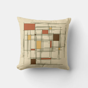 1940s Abstract Art Lines Throw Pillow