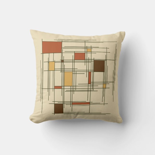 1940s Abstract Art Lines Throw Pillow (Front)