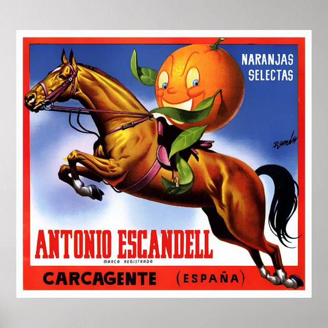 1940's ANTONIO ESCANDELL ORANGES LABEL POSTER (Front)