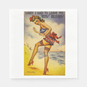 1940s Bathing Beauty Funny Napkin