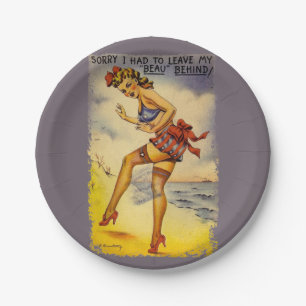 1940s Bathing Beauty Funny Paper Plate