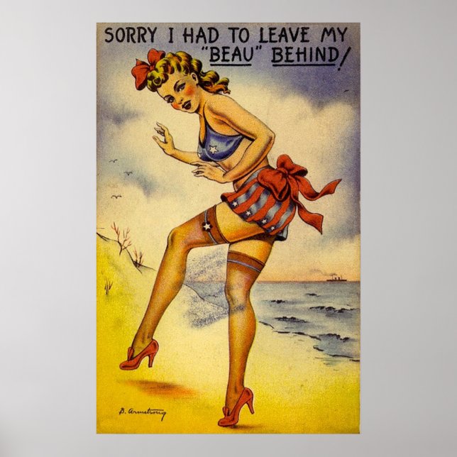 1940s Bathing Beauty Funny Poster (Front)