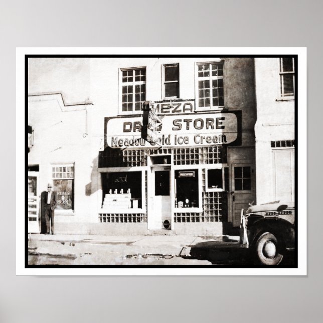 1940's Black & White Photo of  Drug Store Poster (Front)