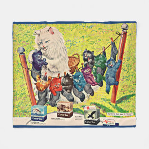 1940s Carter’s Ink ad mama cat and kittens Fleece Blanket