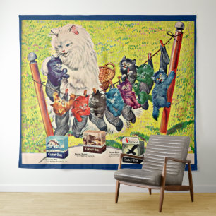 1940s Carter’s Ink ad mama cat and kittens Tapestry