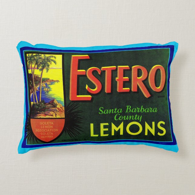 1940s Estero lemons fruit crate label print Accent Pillow (Front)
