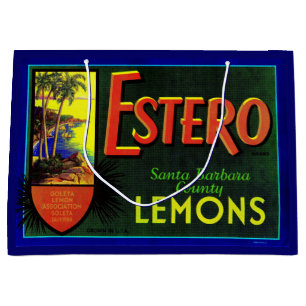 1940s Estero lemons fruit crate label print Large Gift Bag