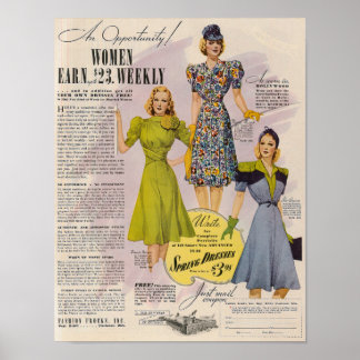 1940s Fashion Frocks Poster