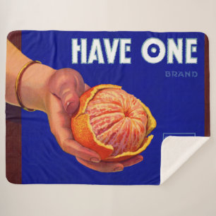 1940s Have One orange crate label print Sherpa Blanket