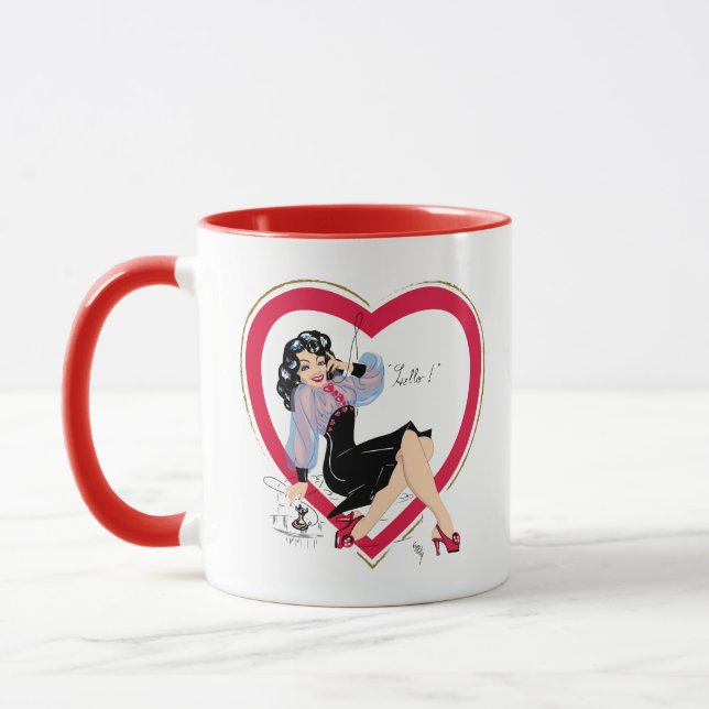 1940s Hello Valentine Pin-Up Girl Mug (Left)