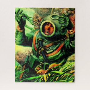 1940s illustration undersea diver jigsaw puzzle